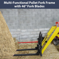 Garvee 48 Inch Pallet Fork Blades 4000lbs Capacity Forklift Blades Without Plate with Movable Connectors for Kubota Bobcat Skid Steer Loaders Tractors