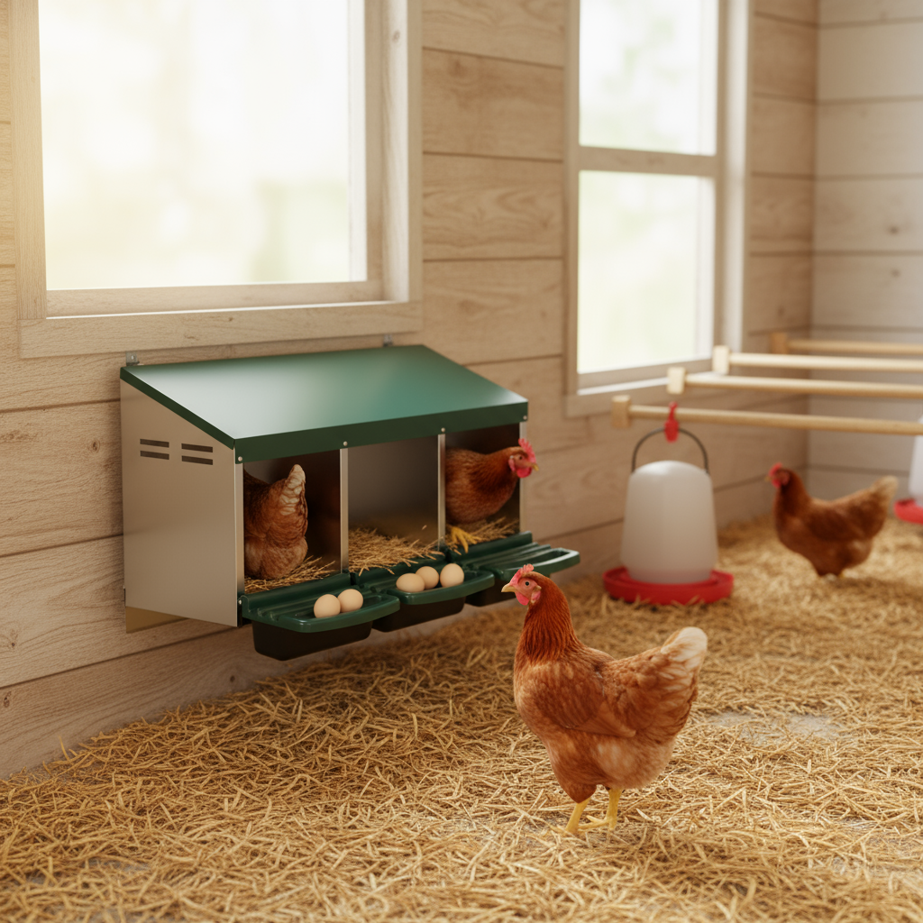 Garvee Chicken Nesting Box 3-Compartment Metal Rollout Egg Collection Galvanized Steel Durable Ventilated Easy Setup for Chicken Coop