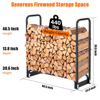 4FT Firewood Rack Outdoor Firewood Rack Outdoor with Cover