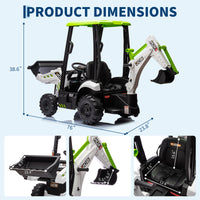 Garvee Ride - P Series: 4-in-1 Ride-On Tractor for Kids: Excavator, Bulldozer, Removable Tent, 12V Battery, Remote Control, Front Loader, Horn, EVA Tires - White