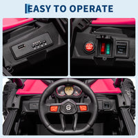 Garvee Ride - P Series: 24V Ride-On UTV: Remote Control, 200W Motor, Spring Suspension, Music, LED Lights, for Boys & Girls - Rose