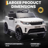 Garvee Ride P Series 12V Kids Ride On Car Land Rover Style Dual Motors 3 Speed Modes 4.5Ah Battery Safety Seatbelt Remote Control Black Outdoor Play - White