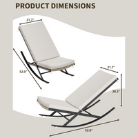 Garvee 2 PC Outdoor Rocking Chairs, Rocker Patio Chair Set of 2 with Cushions for Bistro Balcony Porch Yard, Indoor Outdoor Modern Metal Lounge Rocking Chair for Napping Relaxing, Beige