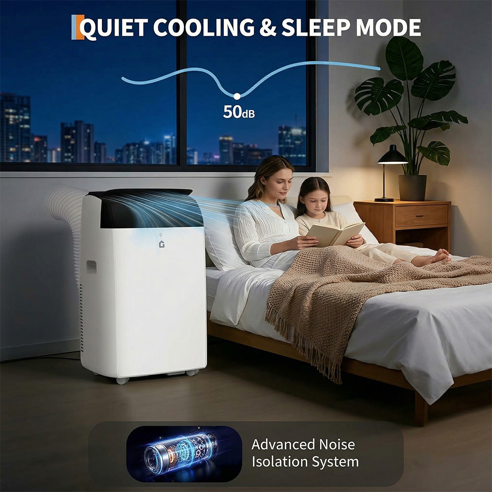 Garvee 14,000 BTU Portable Air Conditioner with Dehumidifier & Fan, Portable AC Units Cools up to 750 Sq. Ft., Remote Control, Auto Swing, Sleep Mode, White Top