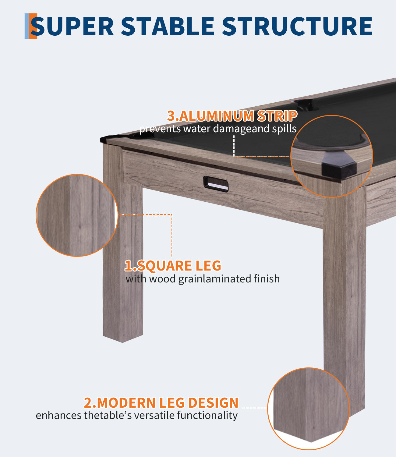 Garvee Classic 7 FT Pool Table for Sports Fans – 84" Billiard Table with Black Felt, Rustic Grey Wood, Home or Office Game Room Equipment