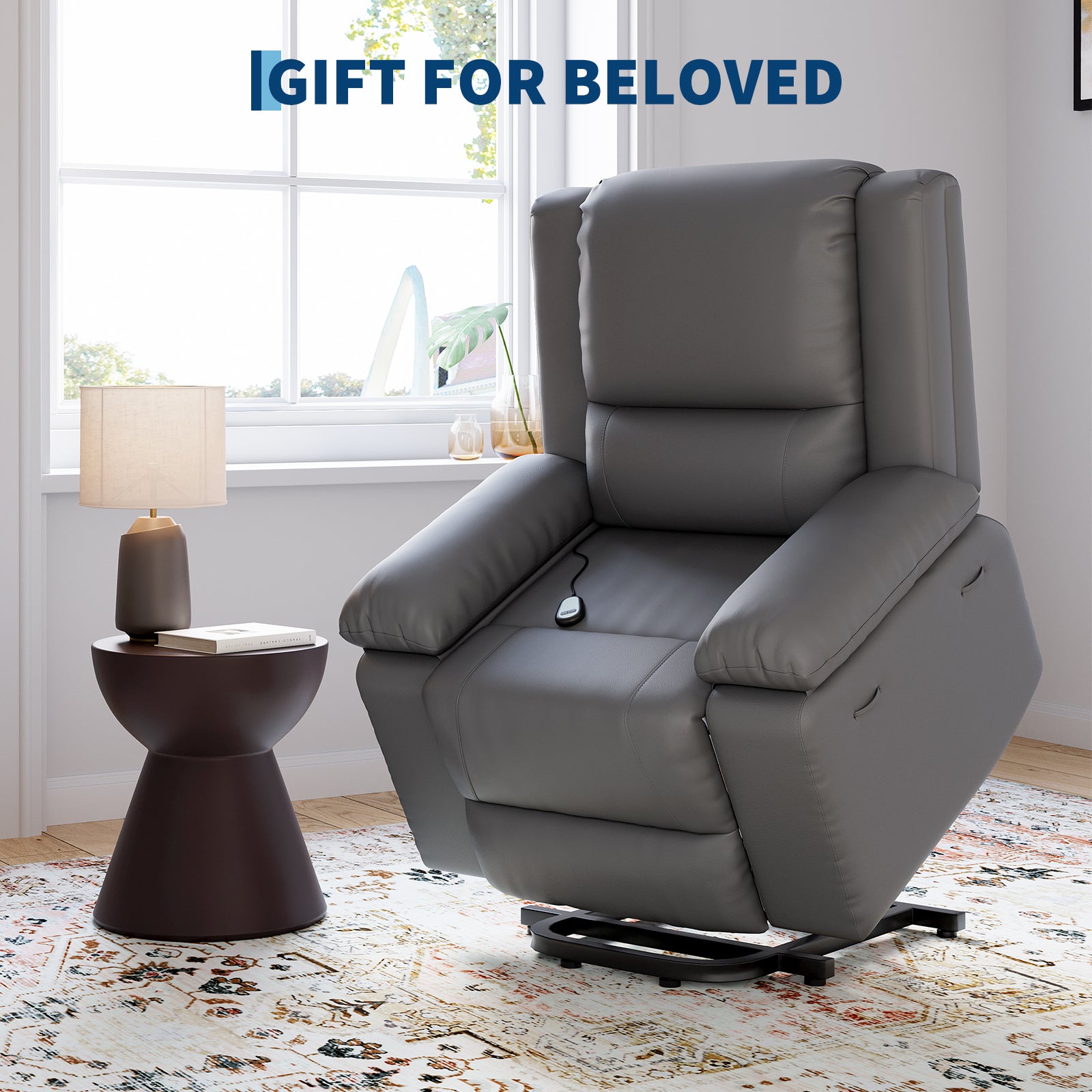 GarveeHome Power Lift Recliner Chair - Heat and Massage, Adjustable Back and Legs, PU Leather Electric Lift Chair Designed for T GarveeHome Power Lift Recliner Chair - Heat and Massage, Adjustable Back and Legs, PU Leather Electric Lift Chair Designed for T