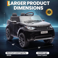 Garvee Ride P Series 12V Kids Ride On Car Land Rover Style Dual Motors 3 Speed Modes 4.5Ah Battery Safety Seatbelt Remote Control Black Outdoor Play - Black