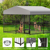 Garvee Large Outdoor Dog Kennel, Heavy Duty Dog Cage with Roof, Dog Kennel Galvanized Iron Dog House with Safety Locks, UV & Water Resistant Proof Cover, for Garden Backyard(10x10x6ft)