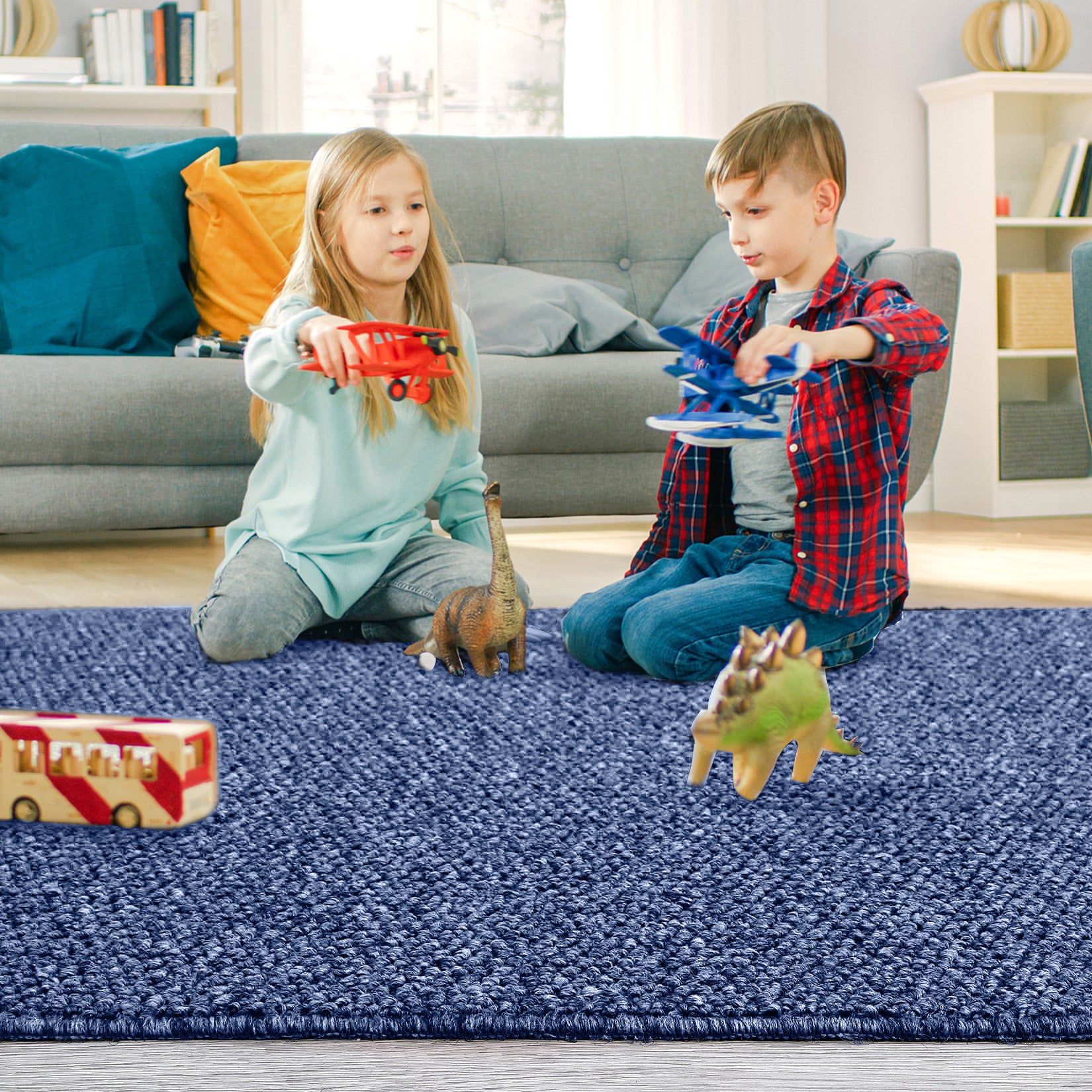 Garvee 9x12 Area Rug Modern Solid Textured Extra Large Area Rug Machine Washable Rug for Living Room, Non-Slip Stain Resistant Accent Rug Farmhouse Weaving Floor Cover Carpet for Bedroom, Navy