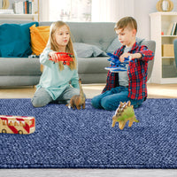 Garvee 9x12 Area Rug Modern Solid Textured Extra Large Area Rug Machine Washable Rug for Living Room, Non-Slip Stain Resistant Accent Rug Farmhouse Weaving Floor Cover Carpet for Bedroom, Navy