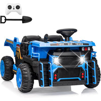 Garvee Ride - P Series: 24V Ride On Dump Truck,2 Seater Ride On Construction Vehicle with Remote Control, Electric Dump Bed and Extra Shovel,2WD/4WD Ride On Car Toy for Kids with Music Player,Up to 4.35Mph,Blue