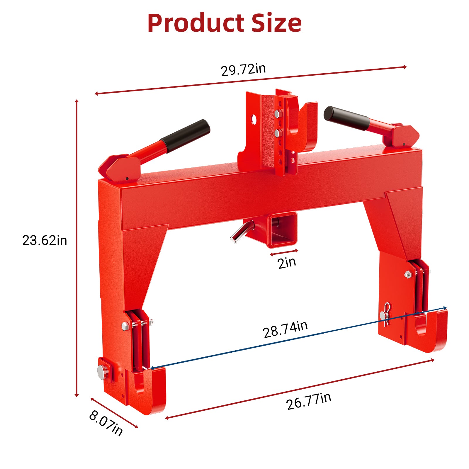 Garvee 3-Point Quick Hitch for Tractors 3000 LBS Capacity Heavy-Duty Steel Easy Install Category 0 & 1 Red Agricultural Use