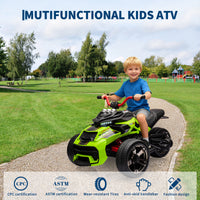 Garvee 12V Kids Ride on Toy for Kids, 2x55W Powerful Engine 7AH Battery, 3 - 7 km/H, 3 Wheelers Electric Vehicle, LED Lights, 2 Speeds, EVA Tire, Music, USB - Green