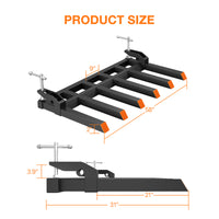Garvee Pallet Forks Heavy Duty 58" x 31", 4000lbs Capacity, 6 Tines, Adjustable Pull-Out Bolts, Easy Install for Loaders and Skid Steers