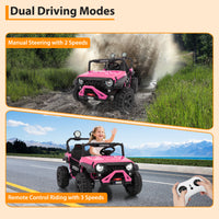 Garvee Ride P Series 24V Kids Toddler Ride On Truck 4WD 3 Speeds Large 7AH Battery EVA Tires Bluetooth MP3 Parent Safety Brake Red Outdoor Play - Pink