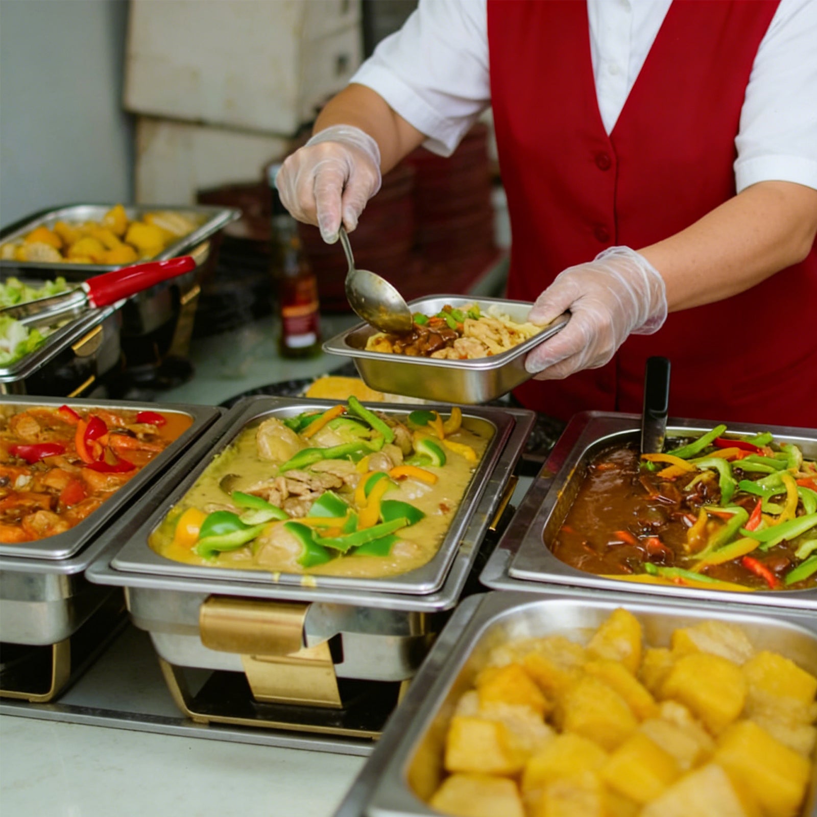 GARVEE 3 Pack Hotel Pans, 1x1/1+ 2x1/2Pan, Suitable for GARVEE Electric Chafing Dish, 0.8mm Thick Stainless Steel Steam Table Pan, 2.6-Inch Deep Commercial Table Pan, Catering Storage Food Pan, for Industrial & Scientific