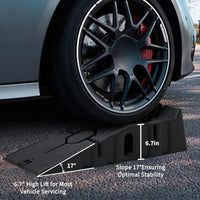 Garvee Plastic Car Service Ramps 2-Pack - 6.7" Low Profile 12,000LB Capacity Heavy Duty w/Anti-Slip Base for Home Garage