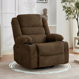 Garvee Rocking Recliner Chair for Adults, Wide 360° Swivel Rocker Recliner with Cup Holder Nursery Glider with Upholstered Deep Seat Corduroy Lazy boy Chair for Living Room, Brown - Brown|Corduroy
