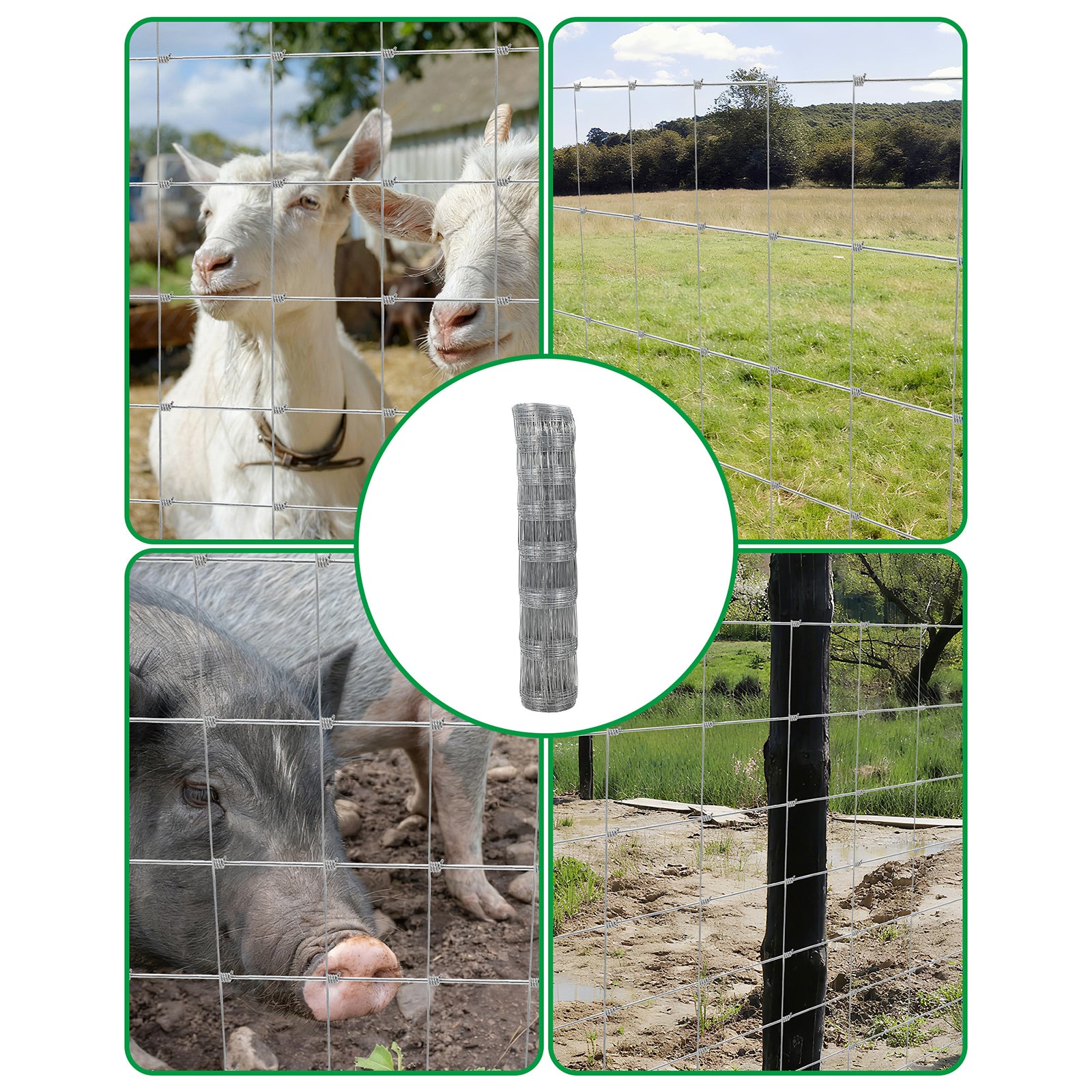 Garvee Cattle Farm Fence 4x164ft Galvanized 12-Gauge Wire Durable Woven Hinge Knot Multi-Animal Livestock Fence Farm & Field Use