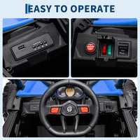 Garvee Ride - P Series: 24V Ride-On UTV: Remote Control, 200W Motor, Spring Suspension, Music, LED Lights, for Boys & Girls - Blue