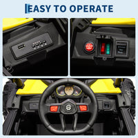 Garvee Ride - P Series: 24V Ride-On UTV: Remote Control, 200W Motor, Spring Suspension, Music, LED Lights, for Boys & Girls - Yellow