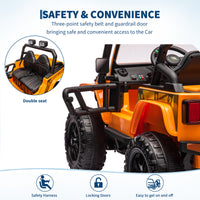 Garvee Ride - P Series: 24V 2 Seater Ride On Truck Car For Kid age 3 - 8 years, w/Remote Control, 4-Wheeler Suspension, 4x55W Powerful Engine, 4WD Battery Powered, LED Lights, Soft Braking - Orange