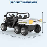 Garvee Ride - P Series: 2-Seater Ride on Car,6X6 24V Kids Ride On Dump Truck with Remote Control Electric Utility Vehicles UTV Battery Powered 6 Wheeler, for 3 years and up - White