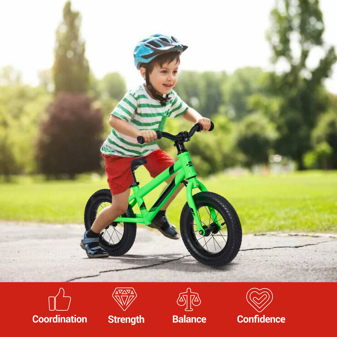 Garvee Lightweight Balance Bike for Toddlers 2-6 Years - No Pedal Design, Adjustable Handlebar & Seat, Aluminum Frame, EVA Tires (Green)