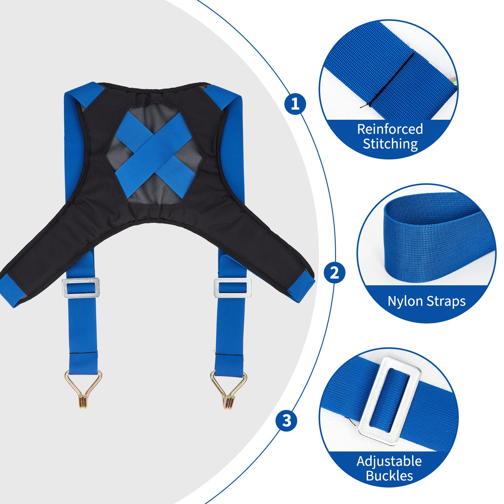 GARVEE Heavy-Duty Moving Straps for Furniture, Single-Person Lifting System with Back Support, Durable Nylon Material, Supports up to 800 lbs, for Appliances, Mattresses & More, Blue