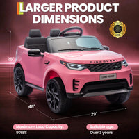 Garvee Ride P Series 12V Kids Ride On Car Land Rover Style Dual Motors 3 Speed Modes 4.5Ah Battery Safety Seatbelt Remote Control Black Outdoor Play - Pink