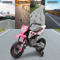 Garvee Ride - P Series: 12V Kids Electric Dirt Bike, 25W*2 Motor, Twist Grip Throttle, Spring Suspension, Training Wheels, Ride-On Toy - Pink