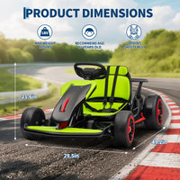 Garvee Ride - G Series: 6+,24V Drift Kart with 2X150W Strong Motor, 7AH Big Battery, Electric Pedals, Electric Go Kart Outdoor Race Toy - Green