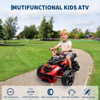 Garvee 12V Kids Ride on Toy for Kids, 2x55W Powerful Engine 7AH Battery, 3 - 7 km/H, 3 Wheelers Electric Vehicle, LED Lights, 2 Speeds, EVA Tire, Music, USB - Red