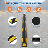 Garvee 72 Inch Heavy Duty Rubber Parking Curb with Yellow & Black Reflective Strips, Non-Slip Surface, Pre-Drilled Holes, Durable Wheel Stopper for Garage Driveways & Parking Lots