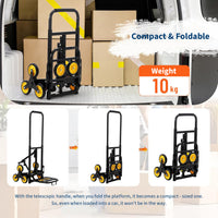 Garvee Carry Cart, Stairs, Foldable, Lightweight, Hand Truck, Dolly, 10 Wheels, Load Capacity 330.7 lbs (150 kg), Includes Auxiliary Wheels, Silent, Cargo Transportation, Commercial Use