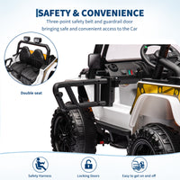 Garvee Ride - P Series: 24V 2 Seater Ride On Truck Car For Kid age 3 - 8 years, w/Remote Control, 4-Wheeler Suspension, 4x55W Powerful Engine, 4WD Battery Powered, LED Lights, Soft Braking - Black and White Mix