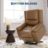 Garvee PU Leather Power Lift Recliner Chair with Massage and Heat, 8-Point Vibration, Adjustable Back and Leg Support, Electric Lift Chair Designed for Mobility Aid Elderly Relaxation, Tan