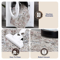 Garvee Modern Vintage Brown 9x12 Washable Rug, Non Slip Oriental Distressed Low Pile Carpet for Living Room, Office, Bedroom