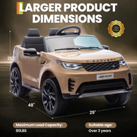 Garvee Ride P Series 12V Kids Ride On Car Land Rover Style Dual Motors 3 Speed Modes 4.5Ah Battery Safety Seatbelt Remote Control Black Outdoor Play - Brown