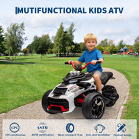 Garvee 12V Kids Ride on Toy for Kids, 2x55W Powerful Engine 7AH Battery, 3 - 7 km/H, 3 Wheelers Electric Vehicle, LED Lights, 2 Speeds, EVA Tire, Music, USB - White