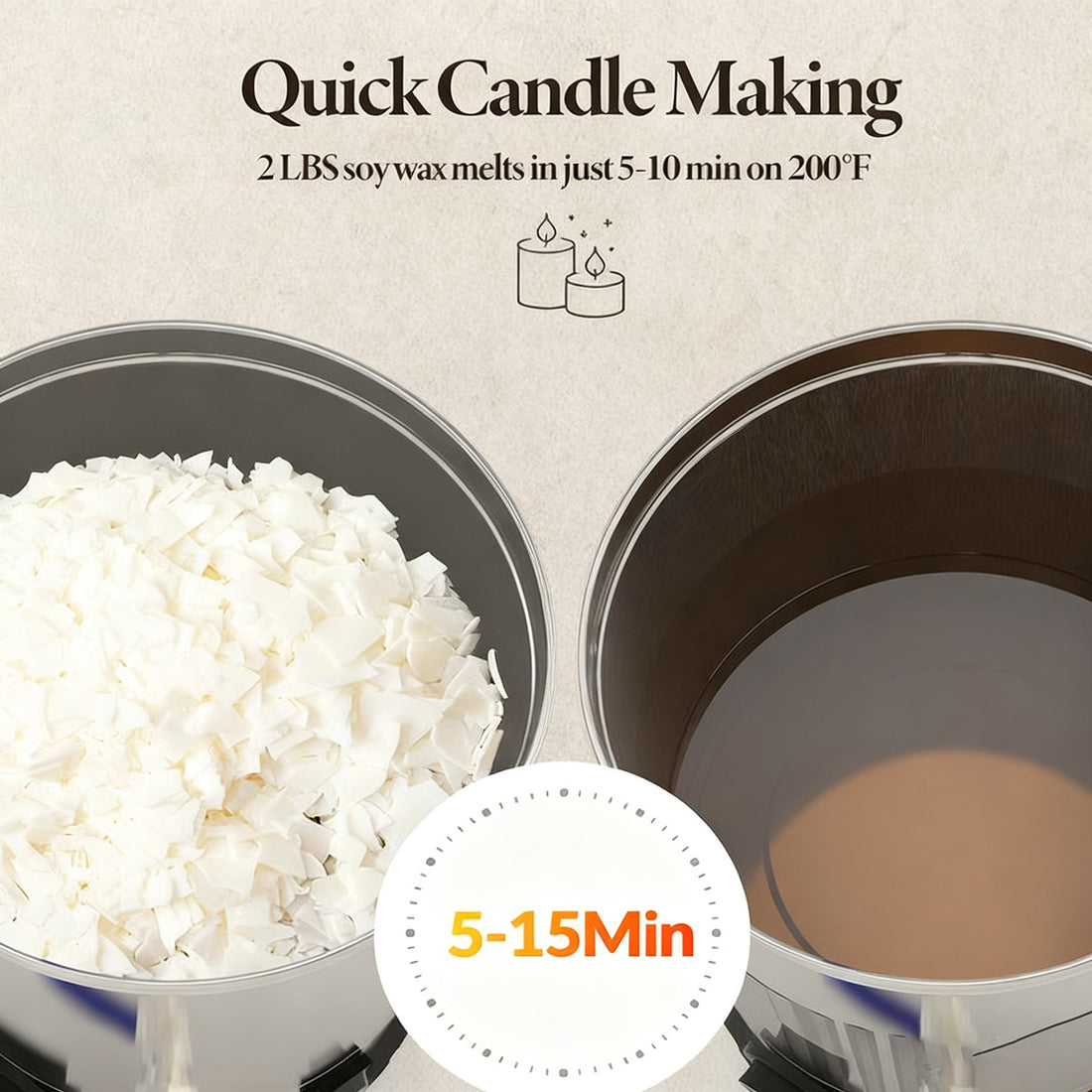 Garvee 5.3 Qts Electric Wax Melter with Temperature Control, Pour Spout, and Easy-Clean Feature for Candle Making, Ideal for Small-Scale Commercial or Home Use