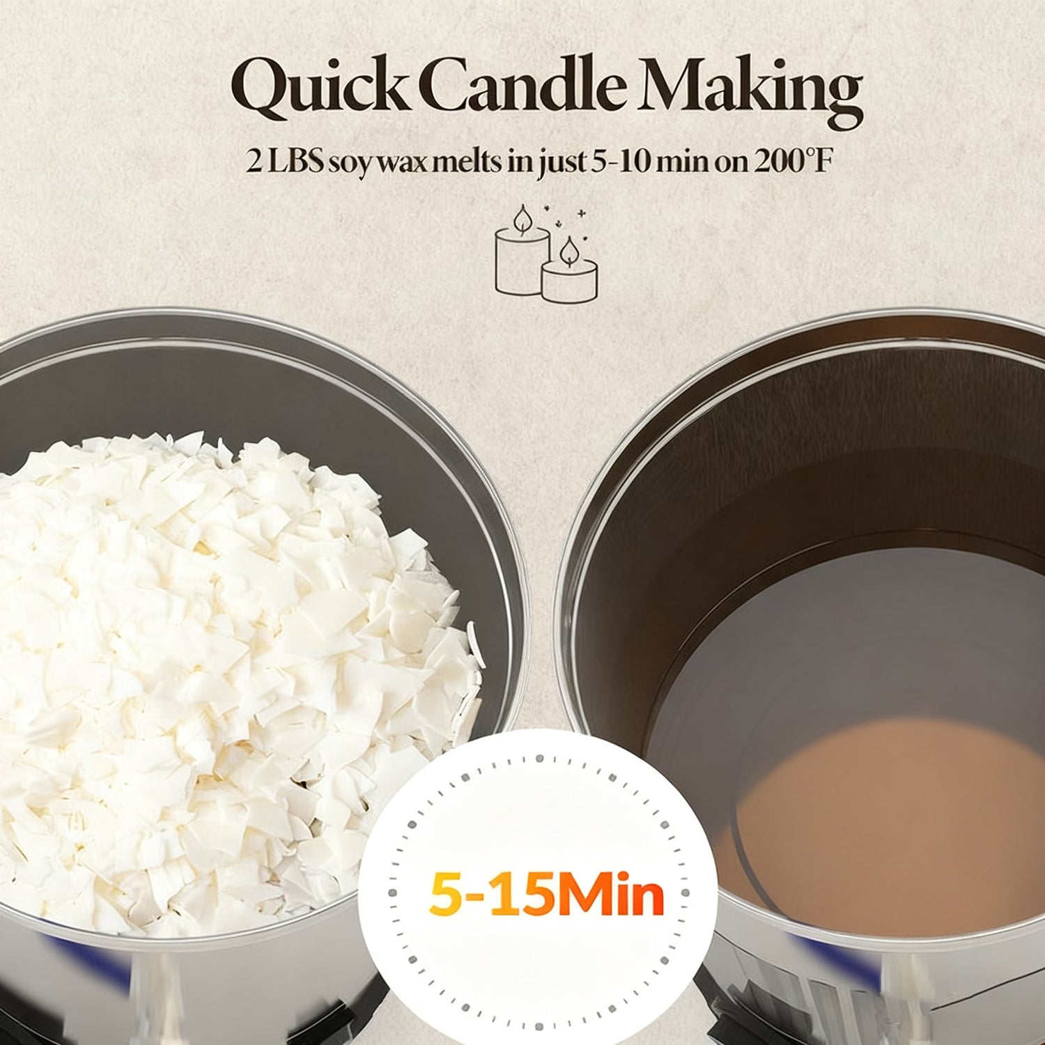 Garvee 5.3 Qts Electric Wax Melter with Temperature Control, Pour Spout, and Easy-Clean Feature for Candle Making, Ideal for Small-Scale Commercial or Home Use