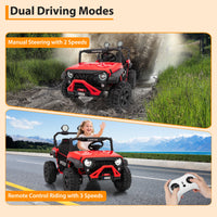 Garvee Ride P Series 24V Kids Toddler Ride On Truck 4WD 3 Speeds Large 7AH Battery Bluetooth MP3 Parent Safety Brake Red Outdoor Play - Red