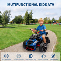 Garvee 12V Kids Ride on Toy for Kids, 2x55W Powerful Engine 7AH Battery, 3 - 7 km/H, 3 Wheelers Electric Vehicle, LED Lights, 2 Speeds, EVA Tire, Music, USB - Blue