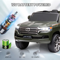 Garvee Ride - P Series: 12V Toyota Land Cruiser Kids' Car: Remote, LED, 3 Speeds, Dual 45W Motors, USB Music, Seat Belt, CPC & ASTM Approved - Green
