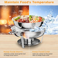 Garvee 5QT Chafing Dish Buffet Set of 2 Pack, Round Stainless Steel Food Warmers Buffet Servers Sets, Chafer with Food & Water Pan, Lid, Frame, Fuel Holder for Catering and Parties