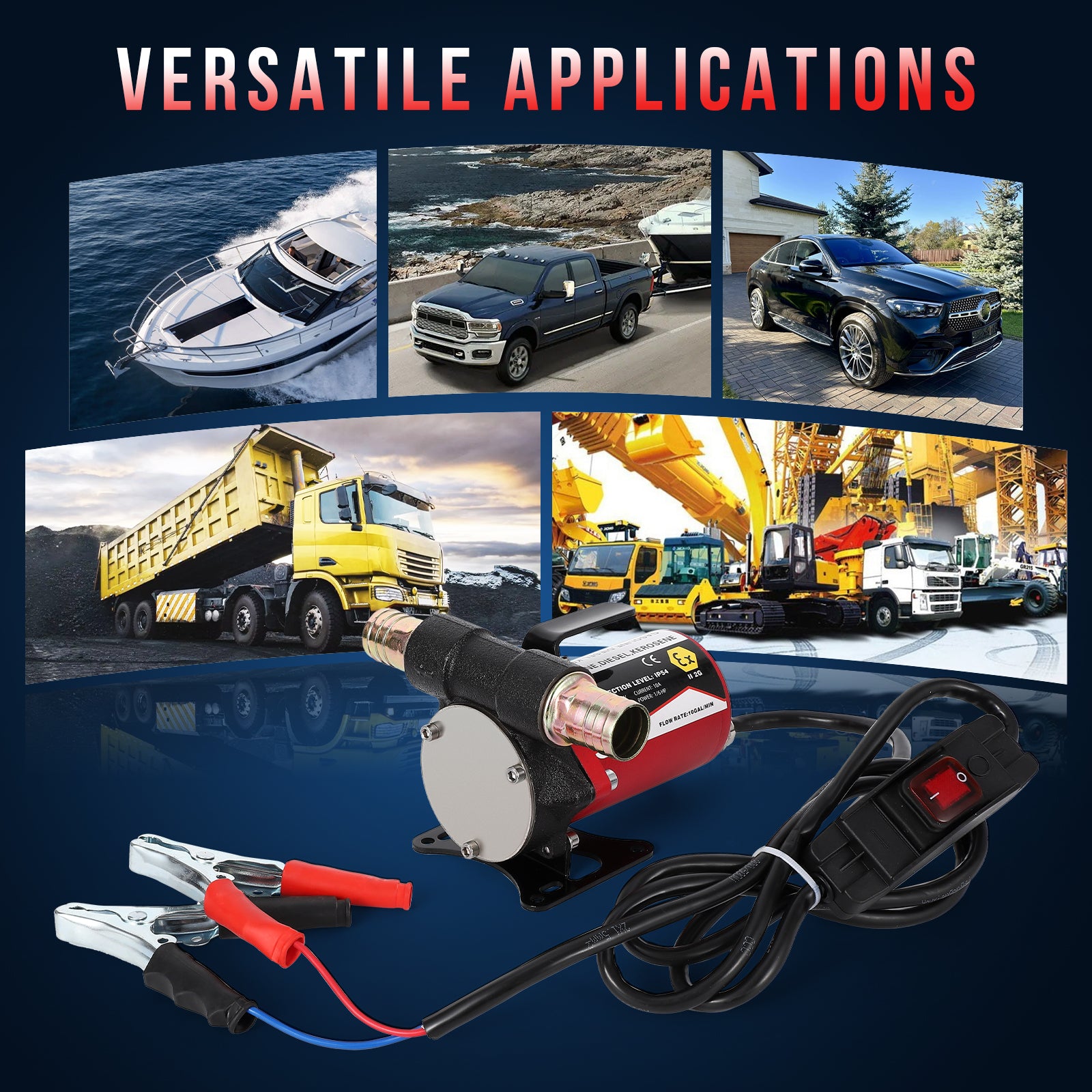 Garvee Fuel Transfer Pump DC 12V Diesel Transfer Pump Cast Iron Gasoline Transfer Pump, 8GPM, Overheating Stability, Applicable to Gasoline, Diesel