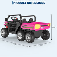 Garvee Ride - P Series: 2-Seater Ride On Car 24V 6X6 Kids Dump Truck with Remote, Battery 6 Wheeler, Electric UTV for 3 Years+, Outdoor Adventure Toy Vehicle Pink
