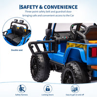 Garvee Ride - P Series: 24V 2 Seater Ride On Truck Car For Kid age 3 - 8 years, w/Remote Control, 4-Wheeler Suspension, 4x55W Powerful Engine, 4WD Battery Powered, LED Lights, Soft Braking - Blue
