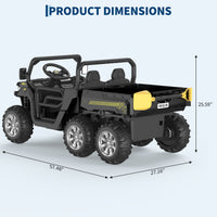 Garvee Ride - P Series: 2-Seater Ride on Car,6X6 24V Kids Ride On Dump Truck with Remote Control Electric Utility Vehicles UTV Battery Powered 6 Wheeler, for 3 years and up - Black
